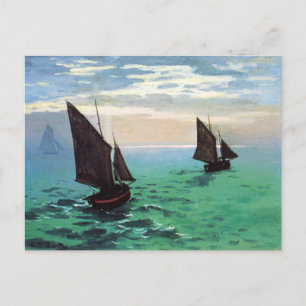 Monet Fishing Boats at Sea Postcard