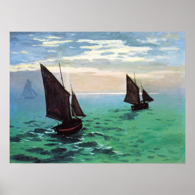 Monet Fishing Boats at Sea Poster (Front)