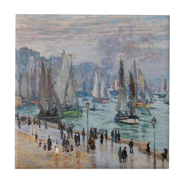 Monet - Fishing Boats Leaving the Harbour, Le Havr Ceramic Tile (Front)