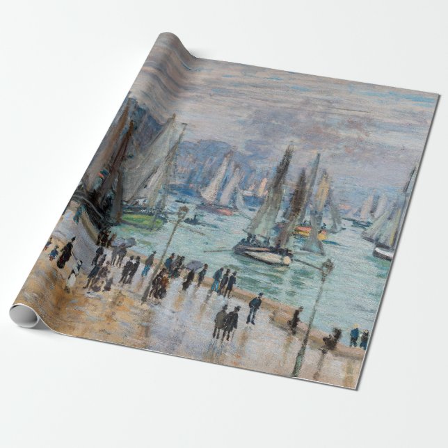 Monet - Fishing Boats Leaving the Harbour, Le Havr Wrapping Paper (Unrolled)