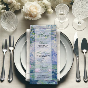 Monet Floral Wedding Menu - Water Lilies Painting