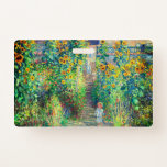 Monet Flower Garden ID Badge<br><div class="desc">Badge featuring Claude Monet’s oil painting The Artist's Garden at Vétheuil (1880). Sunflowers and other beautiful blue and red flowers line a garden path where children are taking a pleasant stroll. A great gift for fans of impressionism and French art.</div>