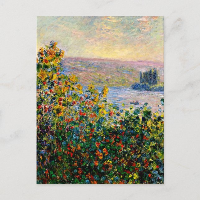Monet - Flowerbeds at Vetheuil Postcard (Front)