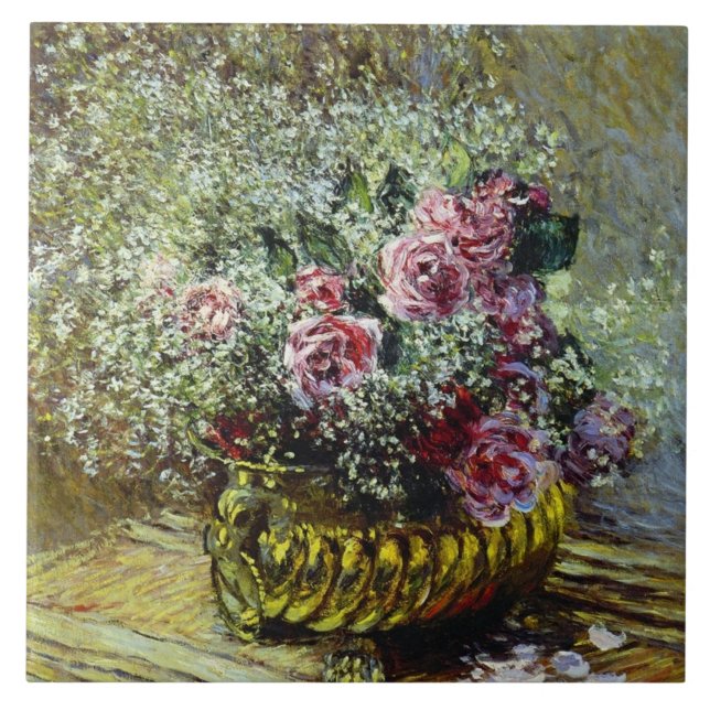 Monet - Flowers in a Pot Ceramic Tile (Front)