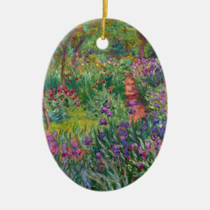 monet flowers vintage the-iris-garden-at-giverny ceramic tree decoration