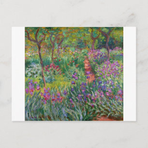 monet flowers vintage the-iris-garden-at-giverny postcard