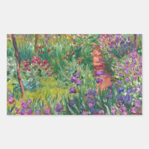 monet flowers vintage the-iris-garden-at-giverny rectangular sticker