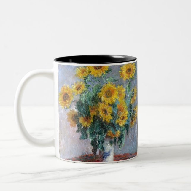 Monet France Bouquet Sunflowers Impressionist Peop Two-Tone Coffee Mug (Left)