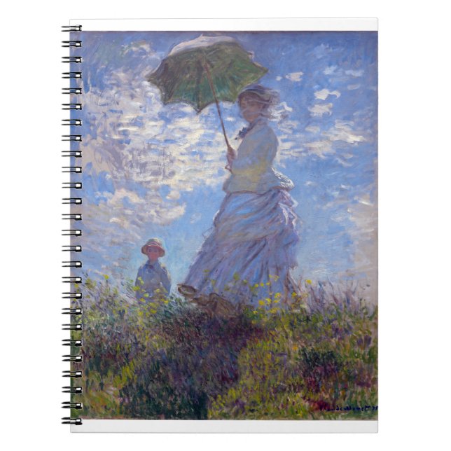 Monet France Impressionist People Woman with a Par Notebook (Front)