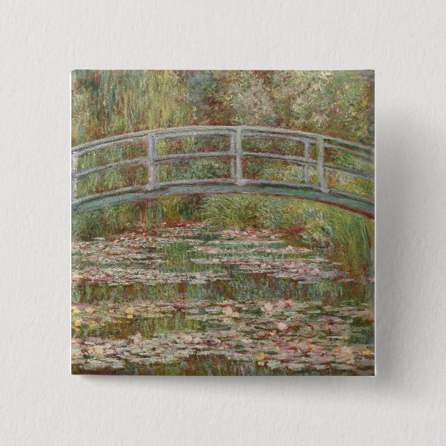 Monet French Japanese Bridge Giverney 15 Cm Square Badge (Front)