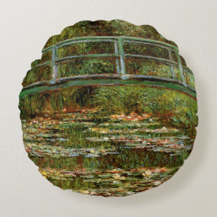 Monet French Japanese Bridge Giverney Round Cushion