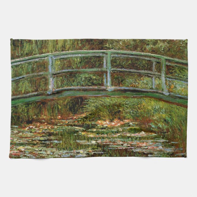 Monet French Japanese Bridge Giverney Tea Towel (Horizontal)