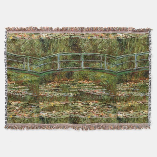 Monet French Japanese Bridge Giverney Throw Blanket (Front)