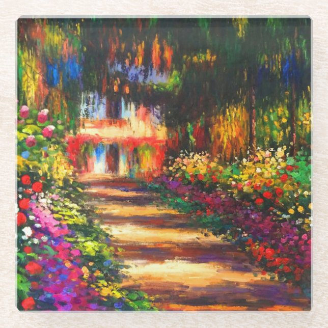 Monet Garden at Giverny Glass Coaster (Front)