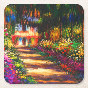Monet Garden at Giverny Square Paper Coaster