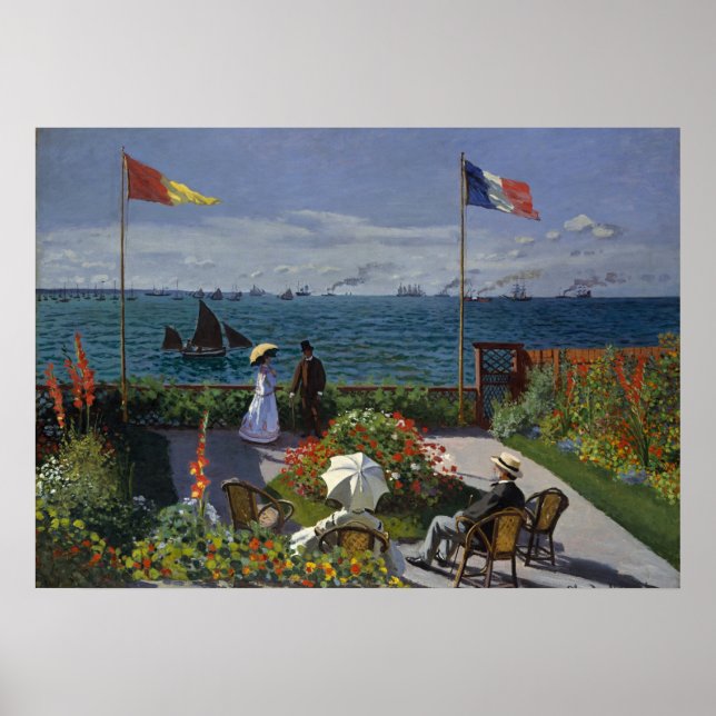 Monet Garden at Sainte-Adresse Painting Poster (Front)