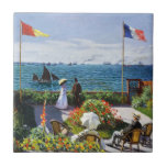 Monet Garden at Sainte Adresse Tile<br><div class="desc">Monet Garden at Sainte Adresse tile. Oil on canvas 1867. One of French Impressionist Claude Monet’s most famous early paintings, Garden at Sainte-Adresse features a couple standing before the harbour of Sainte Adresse in front of the French flag. The garden in which they stand is lush with flowers and sailboats...</div>