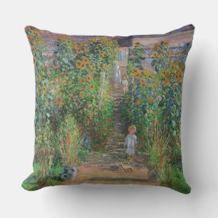 Monet Garden Vetheuil Impressionim Flower Painting Cushion