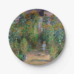 Monet Garden Vetheuil Impressionim Flower Painting Paper Plate