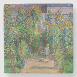 Monet Garden Vetheuil Impressionim Flower Painting Stone Coaster