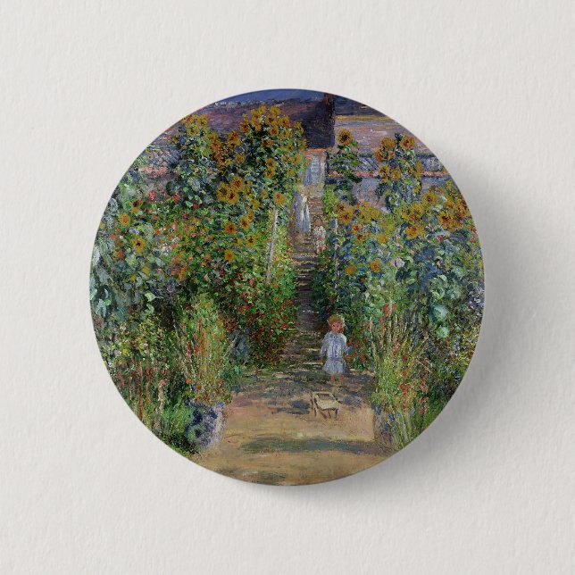 Monet Garden Vetheuil Impressionim Painting 6 Cm Round Badge (Front)
