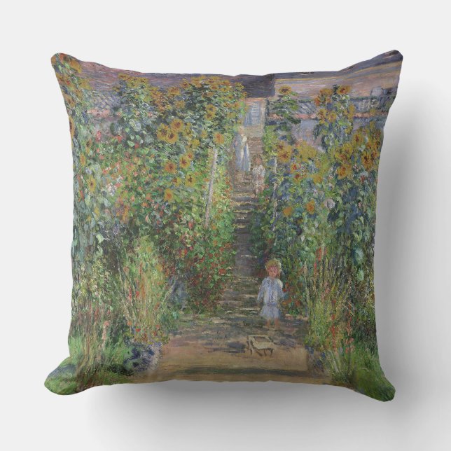 Monet Garden Vetheuil Impressionim Painting Cushion (Front)