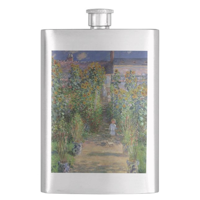 Monet Garden Vetheuil Impressionim Painting Hip Flask (Front)