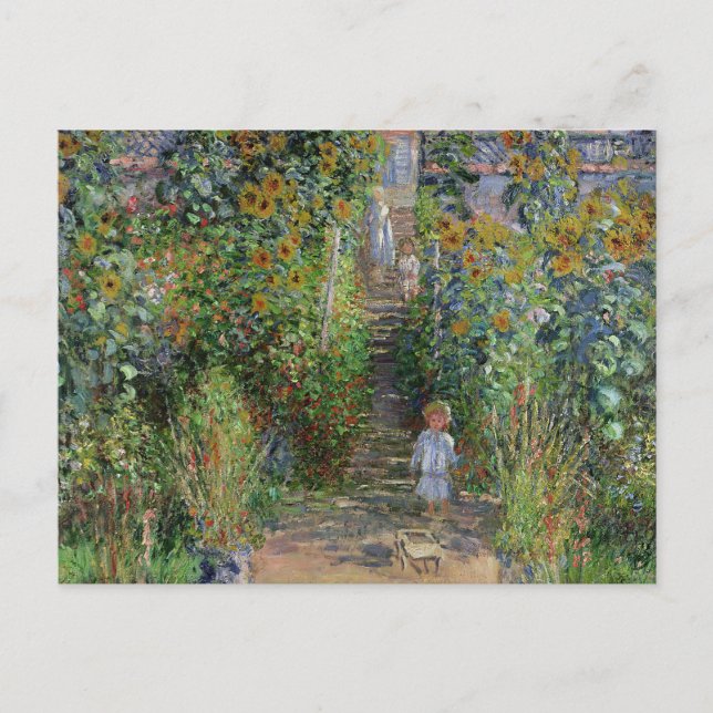 Monet Garden Vetheuil Impressionim Painting Postcard (Front)