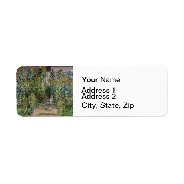 Monet Garden Vetheuil Impressionim Painting Return Address Label (Front)