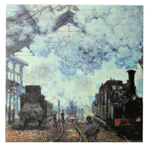 Monet - Gare St. Lazare, Arrival of Train Ceramic Tile