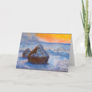 Monet - Grainstacks at Sunset, Snow Effect Card