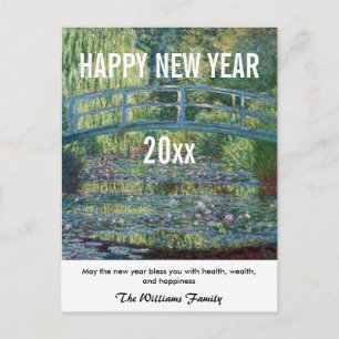 Monet - Happy New Year and Water Lily pond Postcard