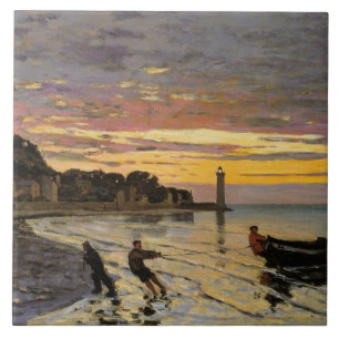 Monet - Hauling a Boat Ashore, fine art, Ceramic Tile