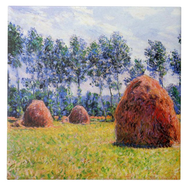 Monet - Haystacks at Giverny, 1884, Ceramic Tile (Front)