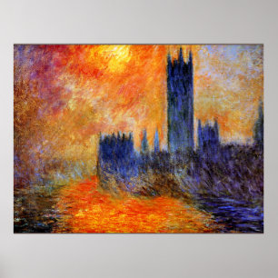 Monet - House of Parliament Sun Poster