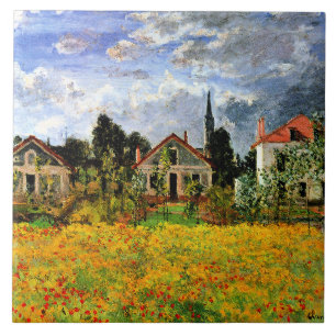 Monet - Houses at Argenteuil, famous artwork Ceramic Tile