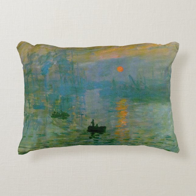Monet Impression Sunrise Fine Art Decorative Cushion (Front)