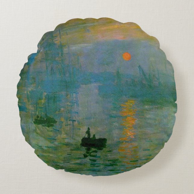 Monet Impression Sunrise Fine Art Round Cushion (Front)