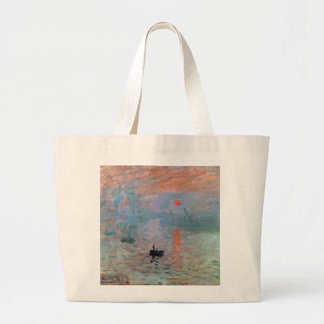 Monet , "Impression, Sunrise" Large Tote Bag (Front)