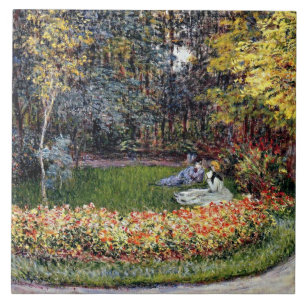 Monet - In the Garden, famous painting Ceramic Tile