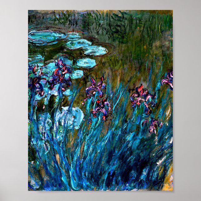 Monet - Irises and Water Lilies Poster (Front)