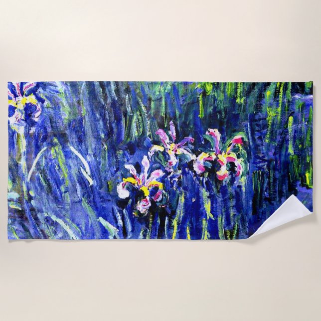 Monet - Irises Beach Towel (Front)