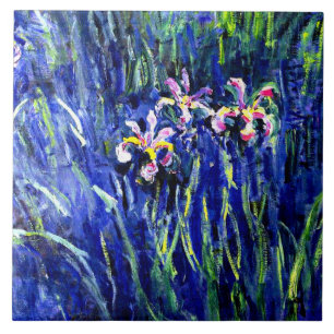 Monet - Irises, famous floral painting, Ceramic Tile