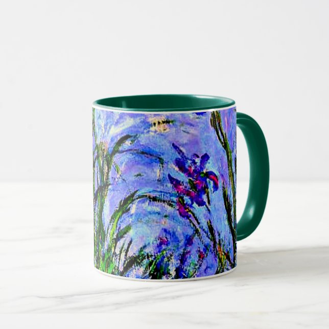 Monet - Irises, famous Impressionist painting Mug (Front Right)