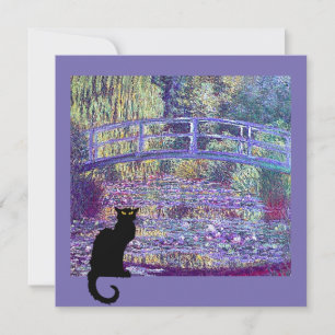 Monet Japanese Bridge and Black Cat Invitation