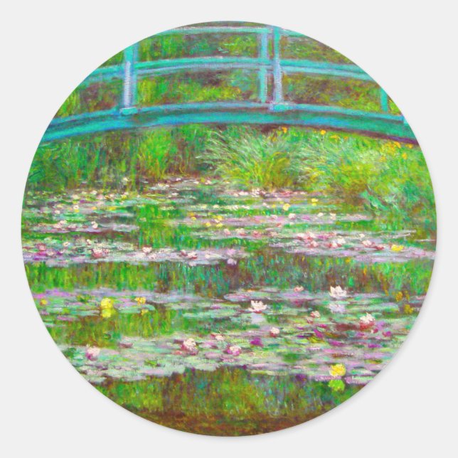 Monet Japanese Bridge and Water Lilies Classic Round Sticker (Front)
