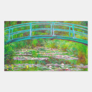 Monet Japanese Bridge and Water Lilies Rectangular Sticker