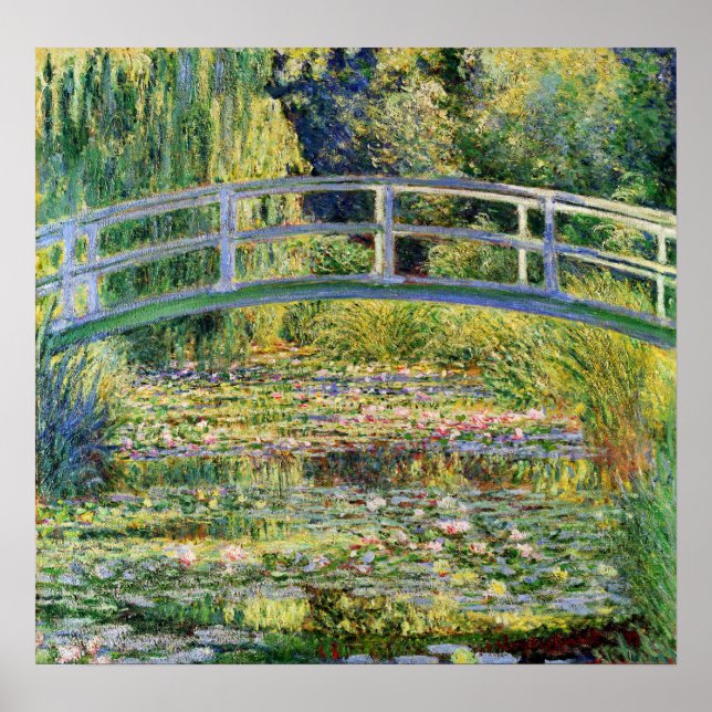 Monet Japanese Bridge with Water Lilies Poster (Front)