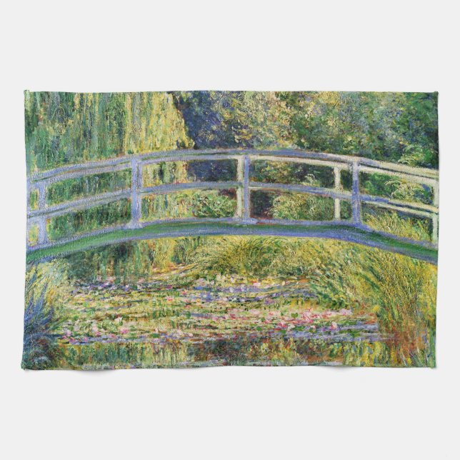 Monet Japanese Bridge with Water Lilies Tea Towel (Horizontal)