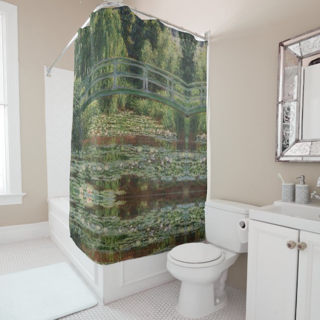 Monet Japanese Footbridge and the Water Lily Pool Shower Curtain (In Situ)